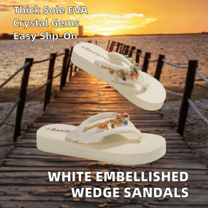 Sandalias de Plataforma con Suela Gruesa de EVA, Decoradas con Cristales, Parte Superior de Lona Blanca, Estilo Chanclas para el Verano - Product Image 2