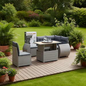 Ensemble de canapés de jardin en rotin gris avec pieds réglables, mobilier d'extérieur au design élégant - Product Image 2