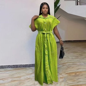 New Style Fashion Striped Print Loose Casual Ethnic Mom <strong>African</strong> Polyester Anti-Wrinkle Lace Traditional <strong>Wear</strong> 2026 Summer Women's - Product Image 1