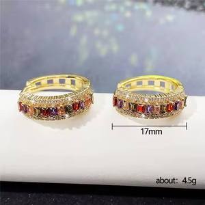 Pendientes de Lujo con Baño de Oro, Estilo Moderno, con Circonitas de Colores, Pendientes de Diamantes Vintage para Mujer - Product Image 3