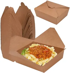 Scatola da asporto in carta personalizzata di buona qualità Kraft Brown Lunch pasto scatole per alimenti conservazione usa e getta per andare scatola di imballaggio