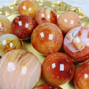 Natural Crystal High Quality Red Carnelian Sphere Hand Craved For Home Decoration