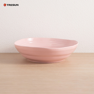 Ceramic Porcelain Soft Mint Embossed Pink China Dinnerware <b>Set</b>, Beaded ridge Design Tableware Bowls Neutral Color Plates - Product Image 2