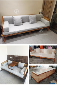 Divano Letto Pieghevole Moderno in Legno Massello e Rattan Personalizzabile con Schienale per Soggiorno e Piccoli Spazi in Appartamento - Product Image 5