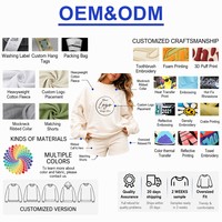 Sudadera Oversize de Algodón Grueso con Cuello Alto para Mujer, con Parche Bordado de Puntos, OEM, Marca Privada