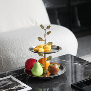 Bandeja de pastel de plata moderna de doble capa, <span class=keywords><strong>platos</strong></span> y <span class=keywords><strong>platos</strong></span> de Metal ecológicos <span class=keywords><strong>para</strong></span> cocina o restaurante, venta al por mayor de fábrica - Product Image 6