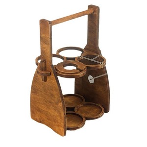 Estante de Madera para Vino, Porta Botellas de Cerveza Portátil, Diseño Retro, Juego para Servir Bebidas - Product Image 4