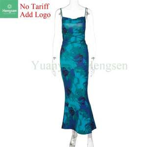 Vestido Floral para mujer, bonito vestido informal Floral para mujer, con cordones, vendaje, sin mangas, sin espalda, Maxi, Correa larga, deslizamiento - Product Image 2