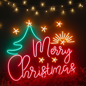 Décoration Murale LED Néon Père Noël Joyeux Noël, Lampe de Bureau LED en Stock Usine pour Chambre et Salon - Sports, Divertissement, Fête - Product Image 1