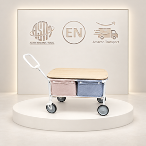 Carrito de Juguete 2 en 1 con Doble Compartimento para Niños, Carrito Organizador de Juguetes con Mesa de Madera Extraíble - Product Image 6