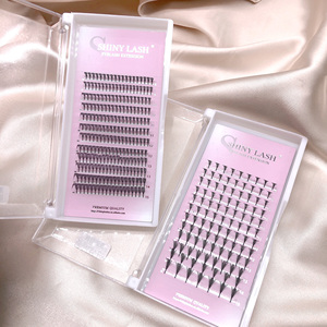 Logo personnalisé Bande Dessinée Ailes Cils Importés PBT Matériel Pré Fanned Lash Extensions Private Label Volume Fan Lashes - Product Image 1