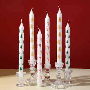 Velas Cónicas Navideñas de 10 Pulgadas con Estampado Navideño, Estilo Nórdico, Cera de Soja, sin Llama, sin Humo, Velas para Cena, Árbol de Navidad, Bastón de Caramelo - Product Image 2