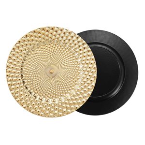 13 pouces en <span class=keywords><strong>plastique</strong></span> chargeur plaques décoration de mariage mélamine assiettes or cuivre maison hôtel Restaurant chargeur plaques mariage - Product Image 4