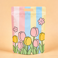 Sac d'emballage refermable coloré personnalisé avec imprimé floral mat, réutilisable, imperméable et anti-odeur