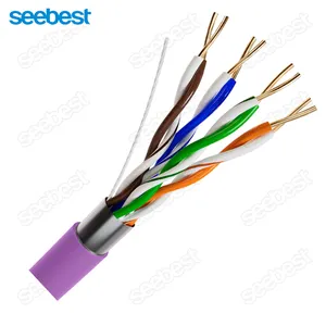 D-coded M12-to-rj45 Cat-5c UTP Ethernet Cable 4-pin Male M12 Connector Purple IP68 Cat 5e Type C To Rj45 Ethernet Lan Cable Cuzn