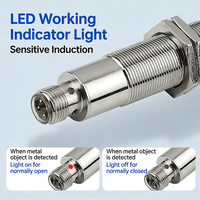 Sensor de Proximidad Inductivo de 18 mm, Alcance de Detección de 5 mm, Conector Rápido M12 de 4 Pines, NPN PNP NO NC, 12-24 VCC, IP67, para Cableado Rápido PLC