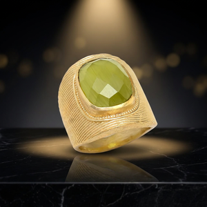 Anillo con Bisel Chapado en Oro y Piedra Preciosa de Calcedonia Verde para Niños, Mujeres y Hombres, Recién Llegado - Product Image 2