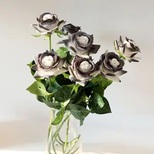 IFG 2023 New Designed Artificial Mini Roses Black Mixed White Flowers for Wedding Arrangement