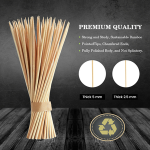 Brochetas de carbón de bambú biodegradables de grado alimenticio con mango largo pulido, fáciles de limpiar para las necesidades diarias de asar en la cocina del hogar. - Product Image 6