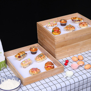 Bamboo Bread <b>Tray</b> Rectangular Cake Pastry Plate Wooden <b>Baking</b> Food Display <b>Storage</b> <b>Tray</b> Natural Safe Simple Style - Product Image 1