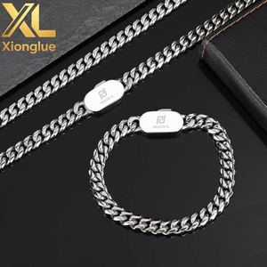 <b>Mens</b>/Womens Hip Hop Geometric Miami Cuban Link Bracelet 6mm-12mm 18K Gold Plated Non-Tarnish Stainless Steel Silver Wedding Gift - Product Image 3
