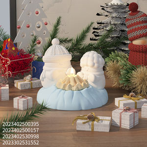 Moule en silicone DM836 <span class=keywords><strong>pour</strong></span> bougie en forme de bonhomme de neige, base de bougie en béton, aromathérapie, plâtre, décorations de Noël - Product Image 1