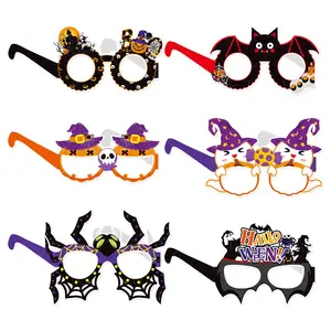 Venta al por mayor 6 unids/bolsa FIESTA DE Halloween papel gafas decoración bruja Halloween gafas foto Props Decoración
