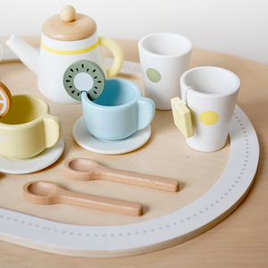 Service à thé en bois de style coréen pour enfants, jeu d'imitation, ensemble de thé et de desserts simulés, jouet de <span class=keywords><strong>cuisine</strong></span> - Product Image 3