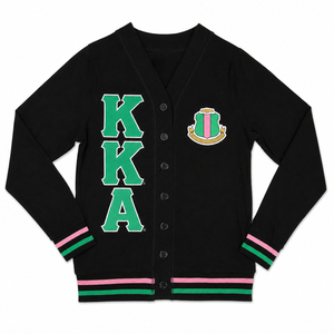 Suéter Cárdigan Ligero <span class=keywords><strong>de</strong></span> <span class=keywords><strong>Punto</strong></span> Acrílico y Algodón Personalizado al por Mayor OEM ODM para <span class=keywords><strong>Mujer</strong></span>, Estilo Universitario Griego Alpha Kappa Sorority - Product Image 2