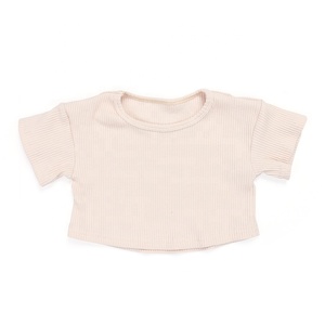 Minimalizm tasarım yürümeye başlayan çocuklar bahar yaz giysileri kısa kollu beraberlik dize nervürlü pamuk Unisex bebek erkek giyim seti - Product Image 4