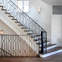 Nouveau design, fournisseur de spindles métalliques carrés creux en fer forgé, noir mat et noir satiné, 1/2''*44'', pour balustrades de balcon intérieures