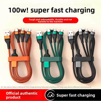 Câble 3-en-1 en PVC et cuivre pur tressé pour téléphones mobiles Android/Micro USB/Type-C, charge rapide 6A, 100W