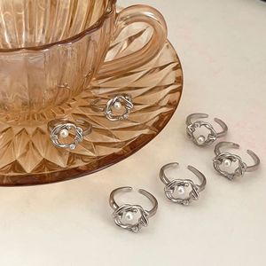 S925 Sterling Silver C Shaped <b>Ring</b> Women Retro Pearl Texture <b>Open</b> <b>Ring</b> Hip Hop Index Finger <b>Ring</b> Trendy Jewelry Gift - Product Image 2