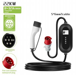 Pistolet de recharge pour véhicules électriques TYPE2 22KW 3 phases 380V AC Chargeur rapide portable Affichage numérique Câble robuste industriel étanche - Product Image 1