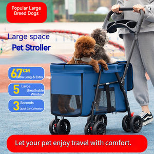 Carrito <span class=keywords><strong>Plegable</strong></span> para Perros de Cuatro Ruedas, Capacidad Máxima de 15 kg, Cierre de Botón Ecológico, Cómodo Transportador de Mascotas de Tela Oxford - Product Image 2