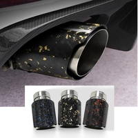 Embout d'échappement en fibre de carbone forgé 304SS, texture feuille d'or rouge, tuyau d'échappement de voiture, pièces de modification d'échappement automobile