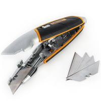 Couteau utilitaire rétractable avec logo personnalisé OEM, manche en TPR orange et rangement de lame intégré