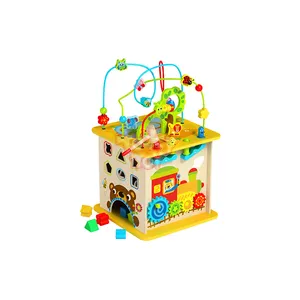2024 mới cổ điển bằng gỗ chơi nhà Cube centre với rừng roller coaster hạt đồ chơi cho bé trẻ em 3 +