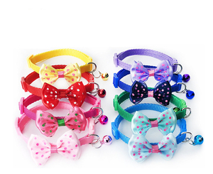 Multiple Colors Cute Adjustable Breakaway Cat Collars with Bowknots Tie Bell Kitten Safety Collar - Product Image 1