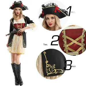 <span class=keywords><strong>Costume</strong></span> de princesse <span class=keywords><strong>pirate</strong></span> <span class=keywords><strong>pour</strong></span> <span class=keywords><strong>femme</strong></span> adulte Halloween combinaison de performance sur scène W-02664 avec chemise trench inspirée du personnage de télévision - Product Image 4
