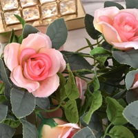 Guirlande de roses artificielles multicolores au toucher réel pour plafond, mariage, fête, décoration de la Saint-Valentin, fleurs en soie réalistes