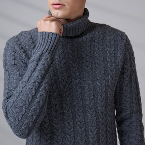 Pull-over col roulé en laine tricotée torsadée pour homme, personnalisé, anti-boulochage, décontracté, idéal pour l'hiver – Fabricant de tricots - Product Image 5