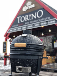 <span class=keywords><strong>Barbecue</strong></span> Kamado en céramique Auplex de 15 pouces, petit modèle, portable, avec support, fumoir au charbon de bois et thermomètre pour la cuisson en extérieur - Product Image 3