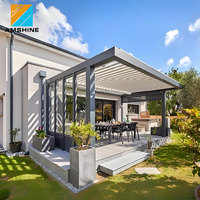 Pérgola Bioclimática de Tamaño Personalizado, Montada en la Pared, Impermeable, para Exteriores, con Techo Abatible Motorizado de Aluminio