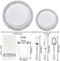Ensemble de vaisselle jetable pour fête de Noël, 175 pièces, pour 25 invités, assiettes, gobelets, couverts pré-roulés, serviettes en plastique or, or rose, argent, OEM