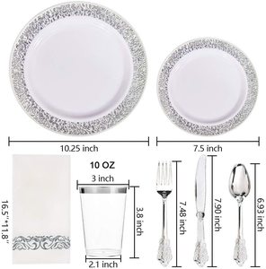 Vente en gros de Noël 175pcs un ensemble Fournitures de mariage Fête d'anniversaire Couteau Fourchette Cuillère Couverts Ensemble <span class=keywords><strong>jetable</strong></span> Tasse Assiette <span class=keywords><strong>Vaisselle</strong></span> - Product Image 2