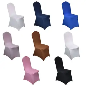 Customization White Polyester Spandex Chair Covers For Wedding Hotel Meeting Elastic Chair Cover