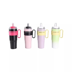 Stainless Steel Insulated <b>Mug</b> With Handle 304 <b>Large</b> Capacity Double Straw Travel Drink Bottle Outdoor Portable Cup - Product Image 4