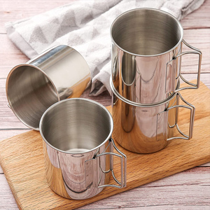 Customized logo Stainless Steel Tumbler Camping Coffee <strong>Mug</strong> Cups <strong>With</strong> Foldable Swing <strong>Handle</strong> for Coffee and Beer - Product Image 3