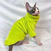 Vêtements pour chat Sphynx en gros : Chemise chaude en polaire pour chat Devon Rex – Plusieurs couleurs disponibles – Tenue tendance pour chat sans poils – Vêtements pour animaux de compagnie